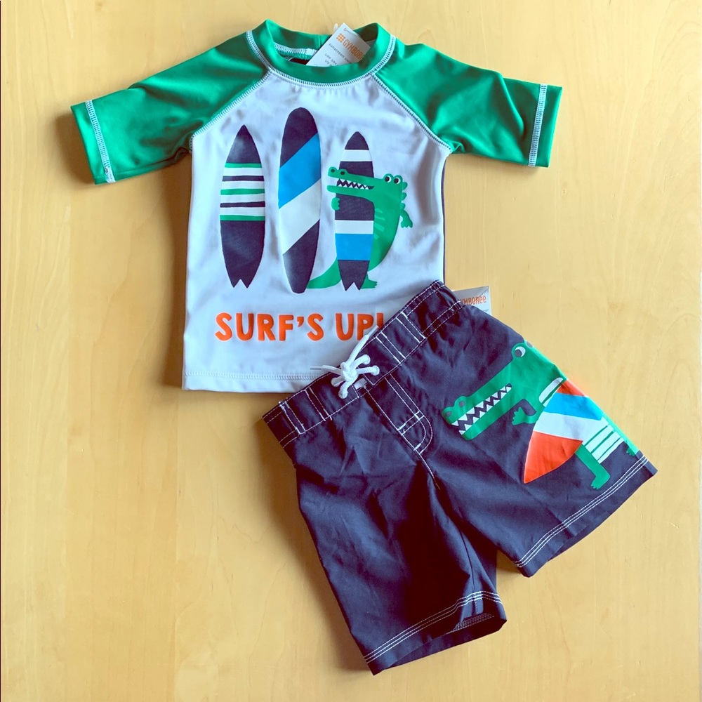 Gymboree 2-piece Rash Guard & Swim Trunk Set - NEW